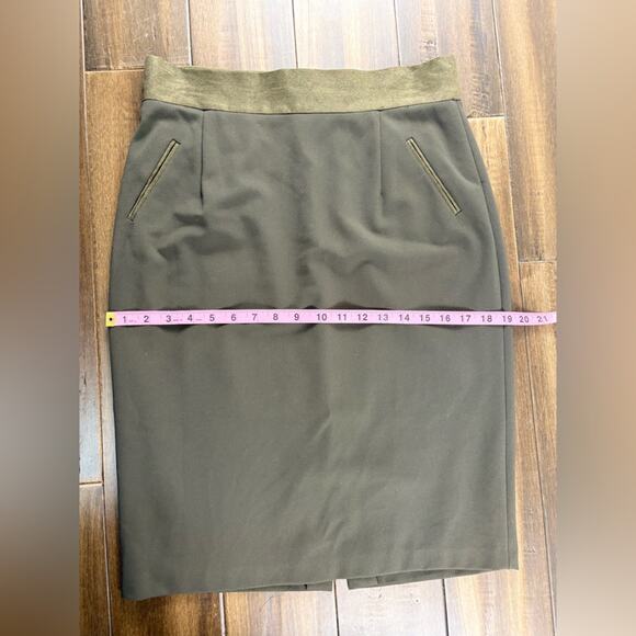 Antonio Melani size 8 Olive Green Pencil Skirt High Waisted Zip Up - Picture 4 of 12